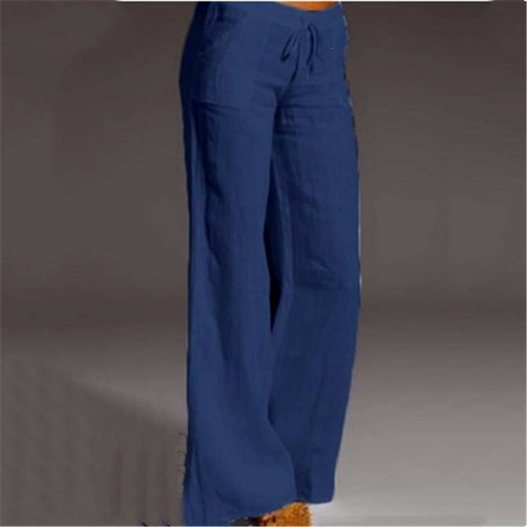 Women's High Waist Wide Leg Cotton Linen Casual Pants