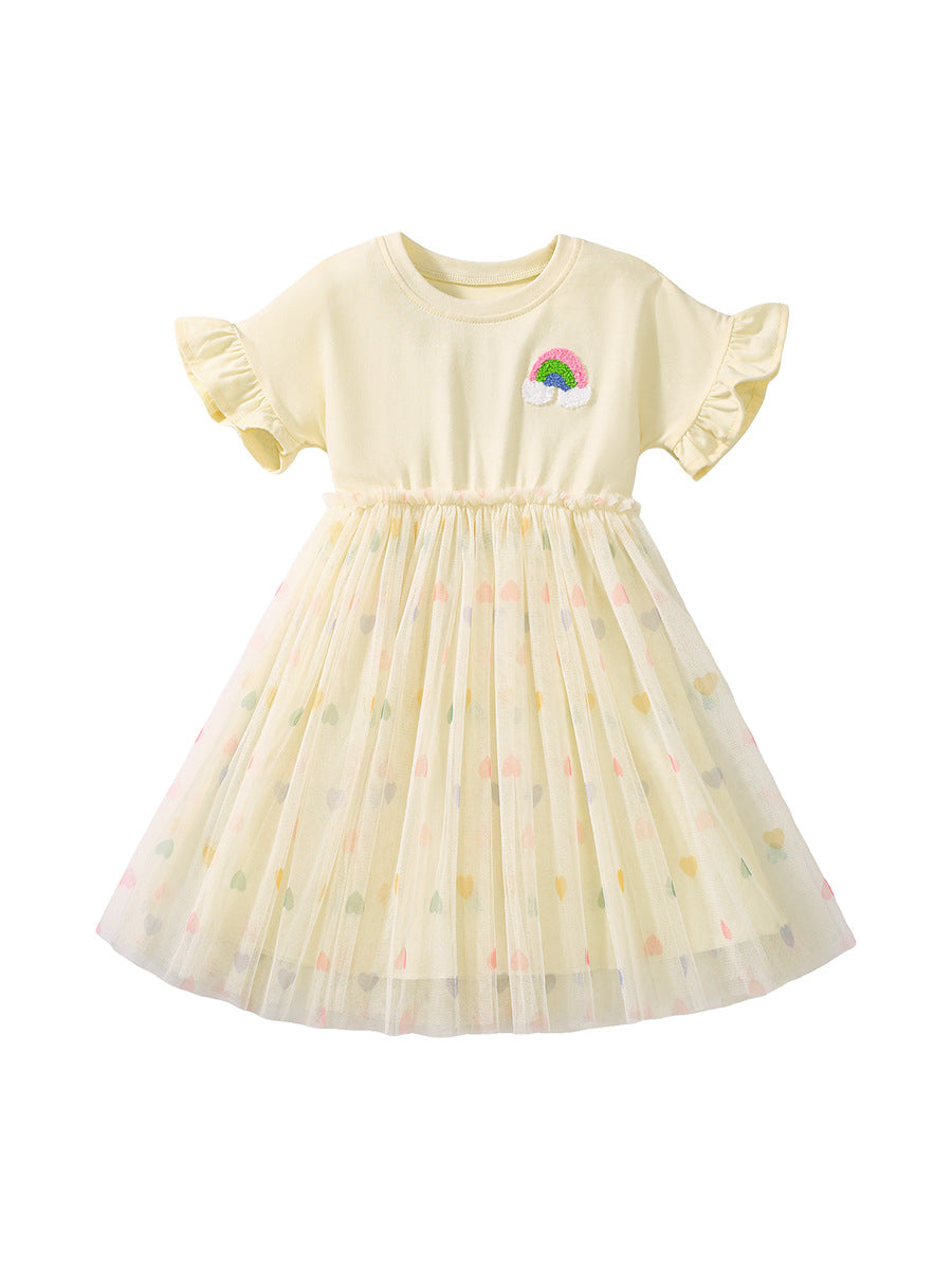 Children's Cute Ruffle Sleeve Cotton Skirt Summer Children's Dress