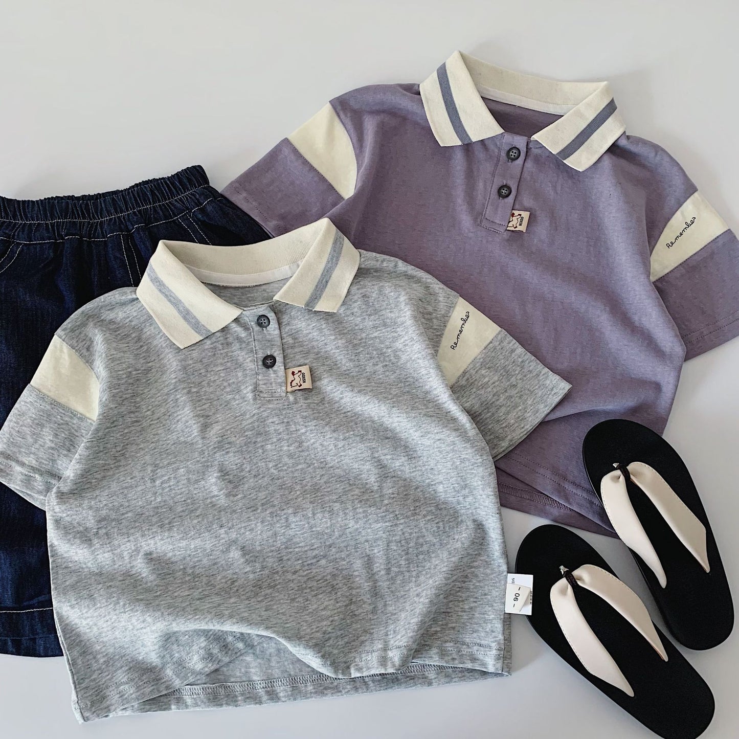 Children's Short-sleeved Summer Pure Color Trendy Shirt Boys Class Children's T-shirt