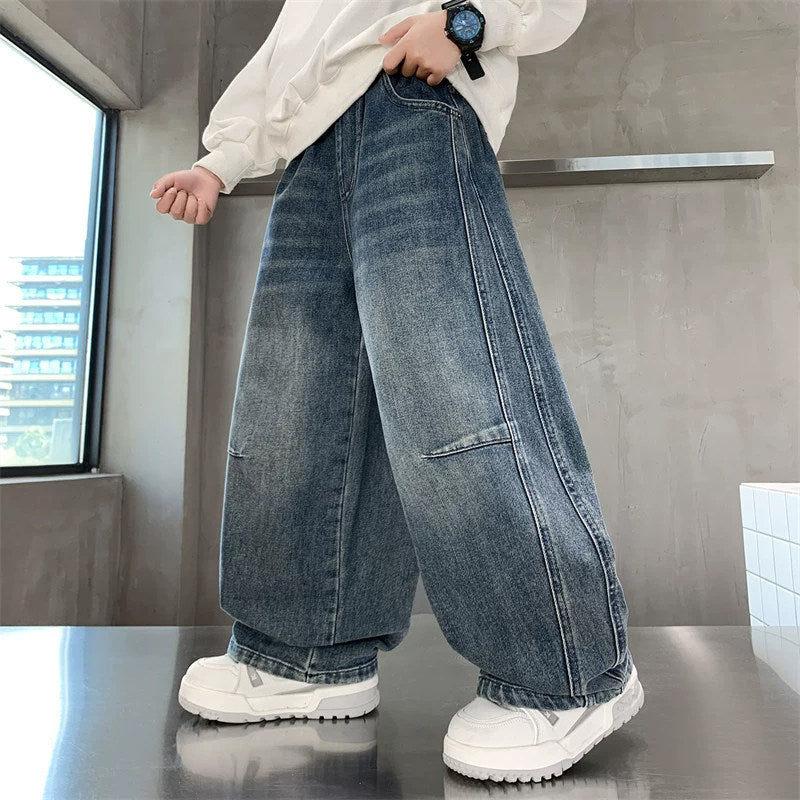 Children's Jeans Fashionable Spring Trousers Big Boys Straight Children's Pants