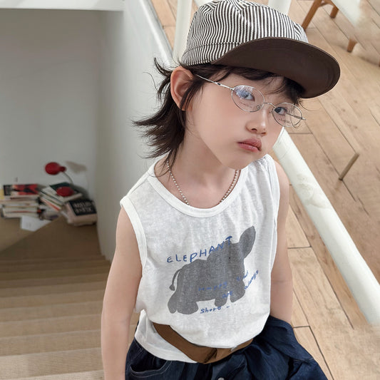 Roll Boy Versatile Printed Sleeveless Vest Children's T-shirt