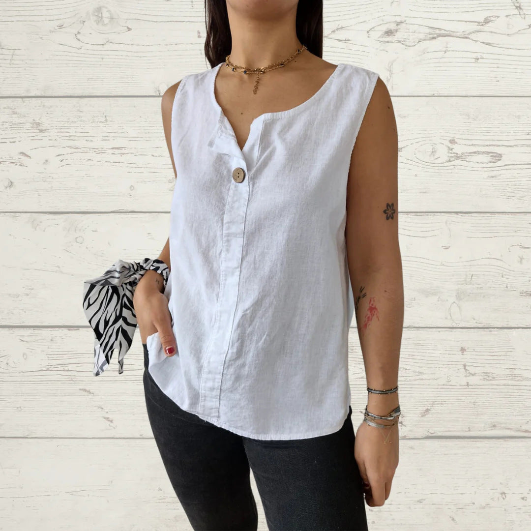 Women's Summer Loose Shirt Cotton Linen Button Small Vest/suspenders/tube Top