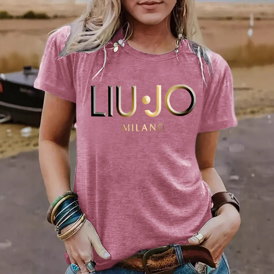 Women's Short-sleeved Slogan Fashion Loose Casual Round Women's T-shirt