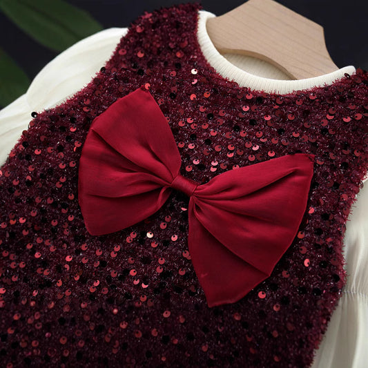 Children's Fleece-lined Red Vest Skirt Set Winter Children's Dress