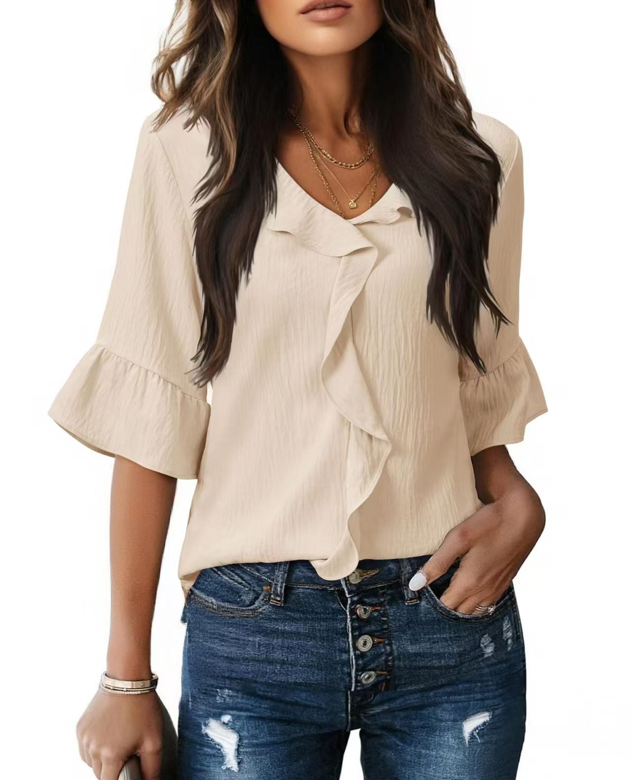 Classy Glamorous Beautiful Fashionable Ruffled Loose Tops