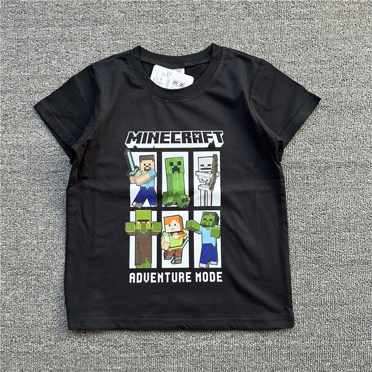 Children's Daily Order Summer My World Game Theme Short-sleeved Can Match Children's T-shirt