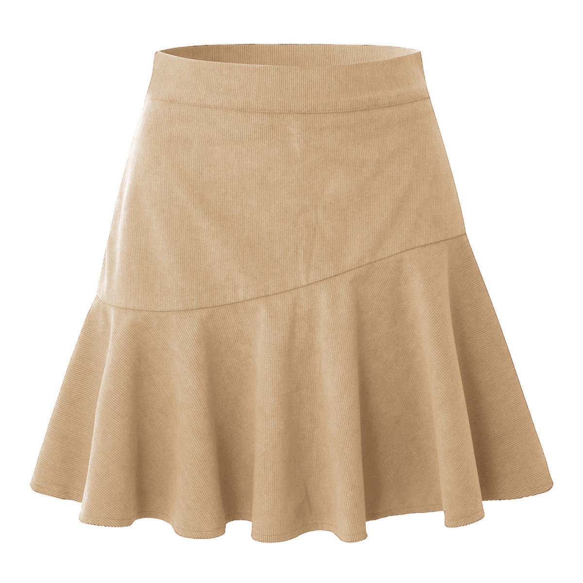 Women's Color Corduroy Zipper Female High Waist Skirt