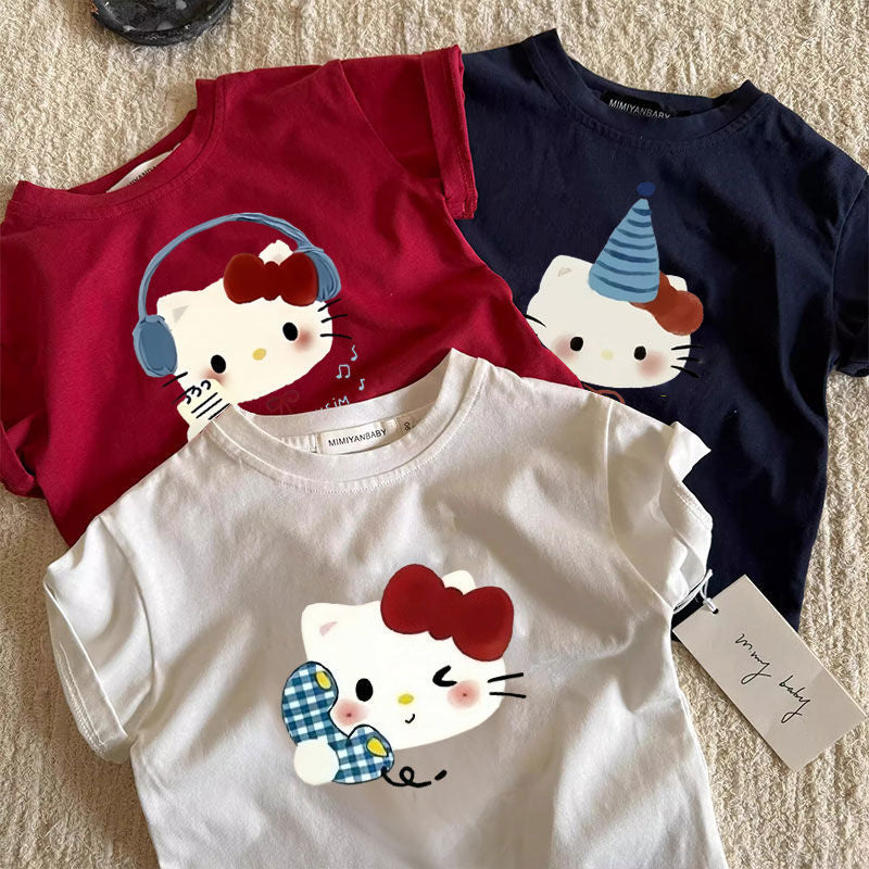 Cat Short-sleeved Summer Toddler Casual Trendy Half Sleeve Children's T-shirt