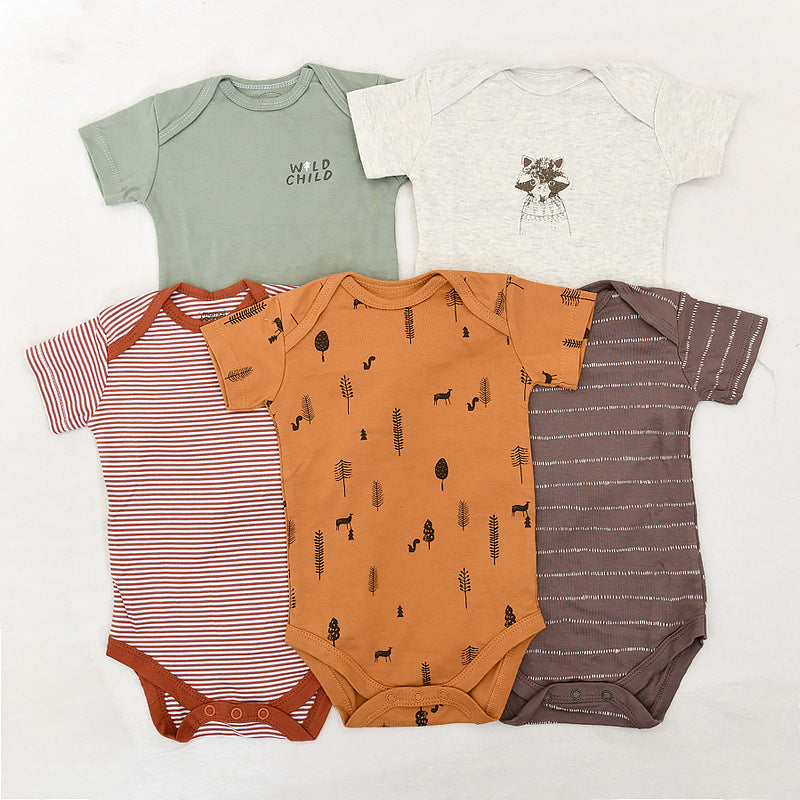 Class Jumpsuit Pure Cotton Summer Short-sleeved Clothes Born Thin Jumpsuit, Climbing Suit