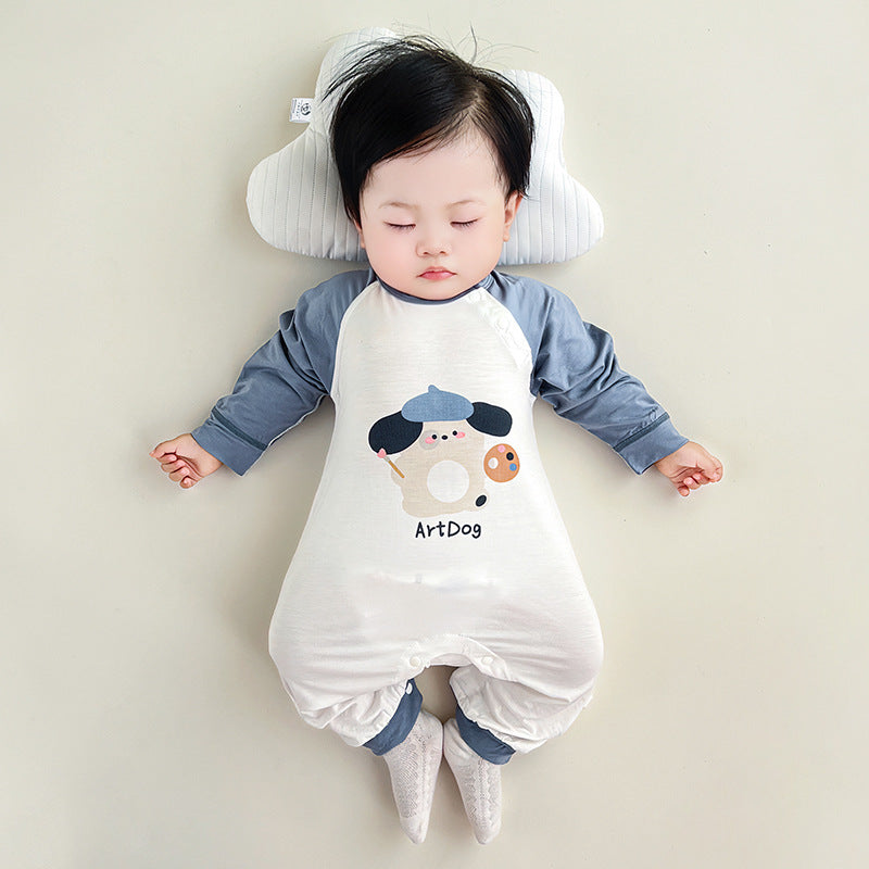 Conditioning Clothes Born Modal Breathable Long Sleeves Pajamas Jumpsuit, Climbing Suit