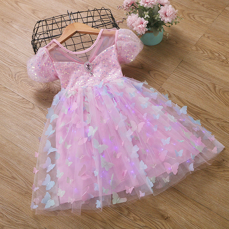 Western Style Skirt Pettiskirt Luminous Princess Children's Dress