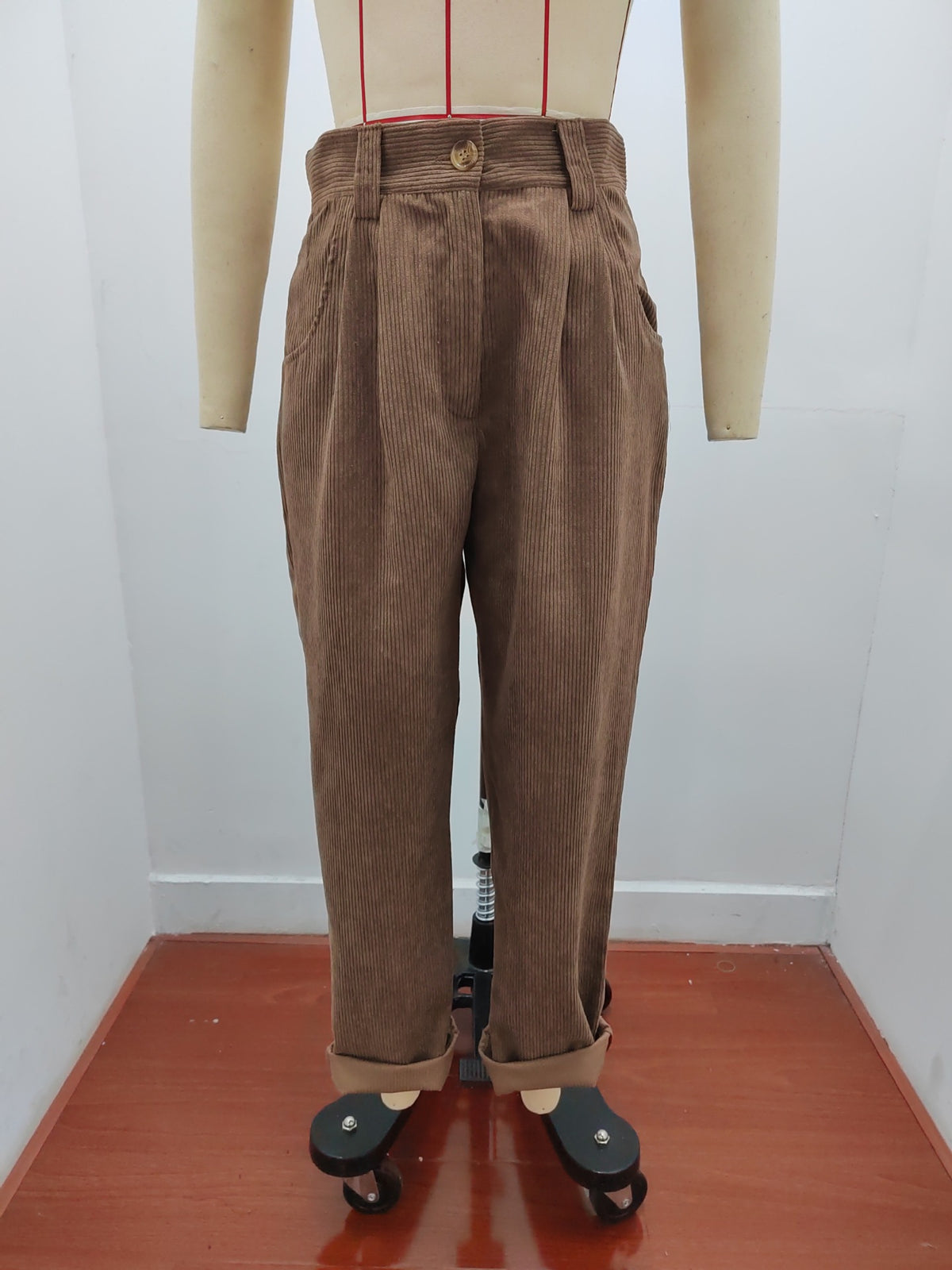 Women's Autumn High Waist Solid Color Corduroy Loose Pants