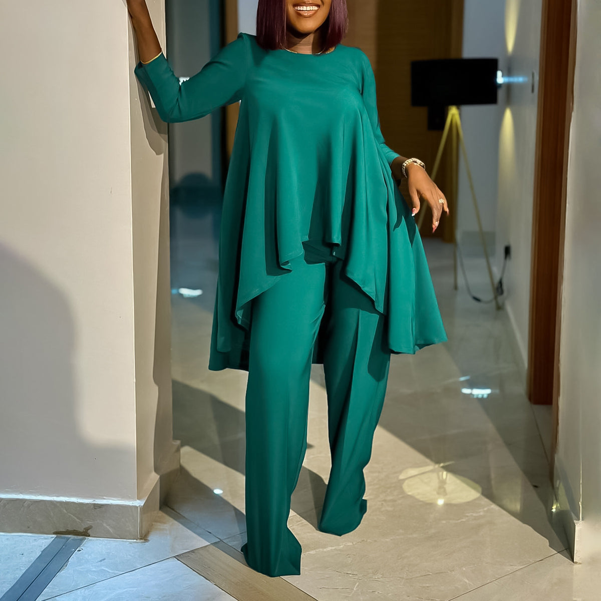 Women's Loose Irregular Elegant African Two Piece Fashion Casual Suit
