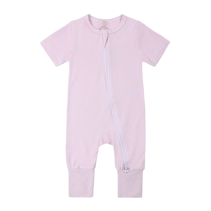 Jumpsuit Summer Bamboo Fiber Style Short Sleeve Male Female Jumpsuit, Climbing Suit