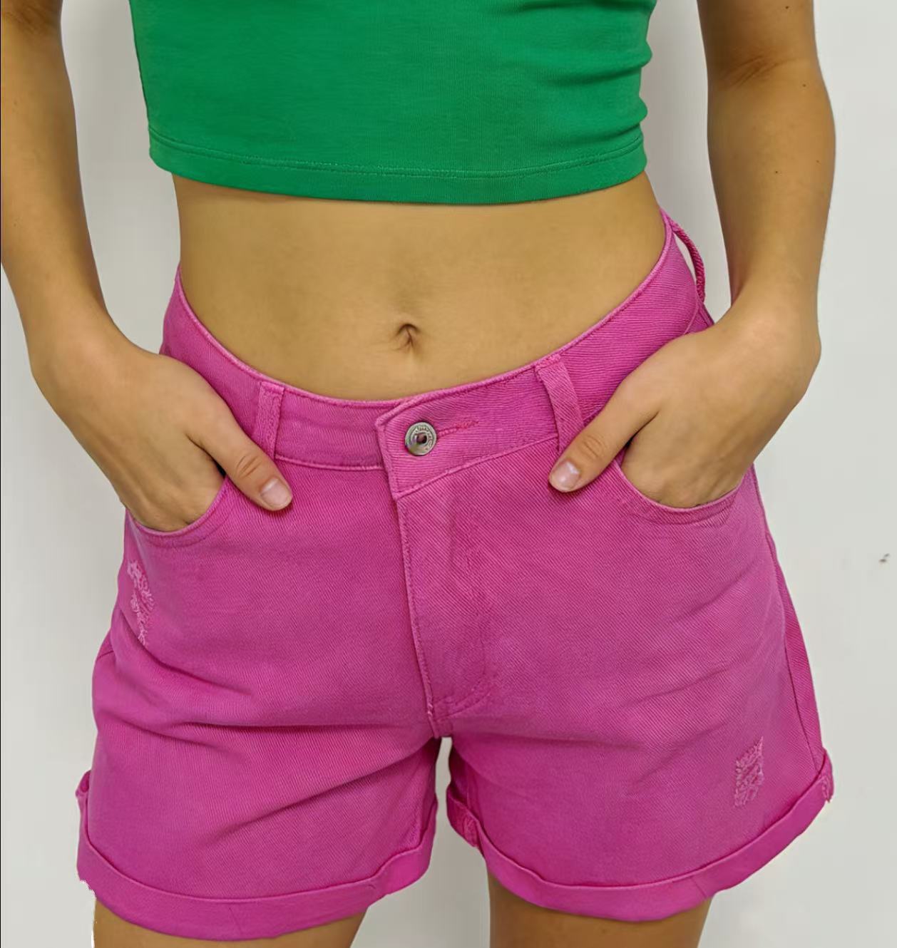 Women's High Waist Retro Worn-out Flanging Distressed Denim Summer Sexy Pants