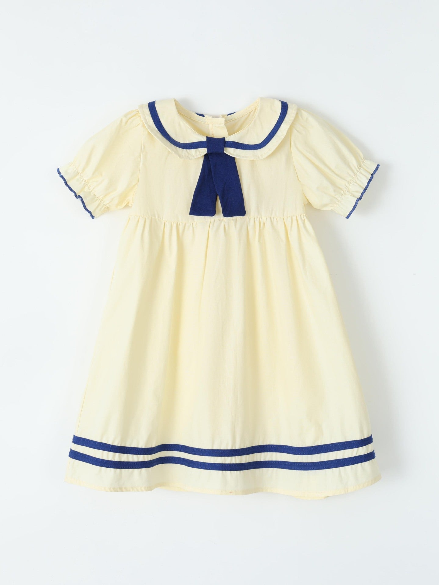 Children's Preppy Style Lapel Short Sleeve Skirt Woven Tie Children's Dress