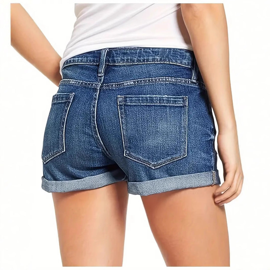Women's Xi Stretch Ripped Denim Casual High Shorts