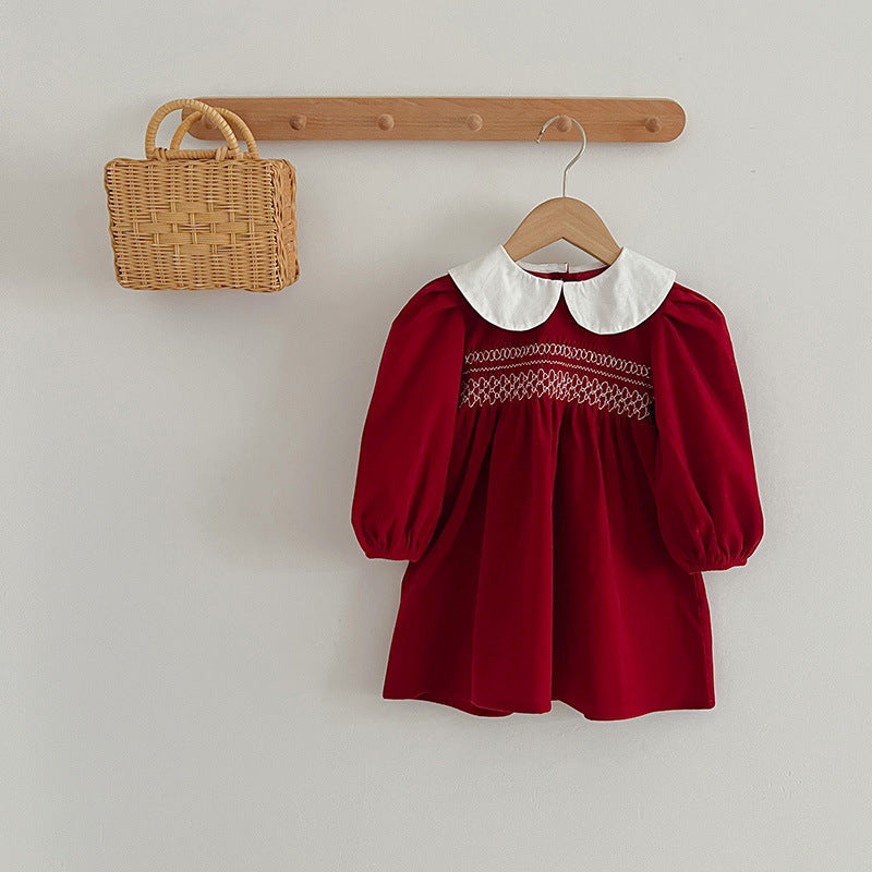 Collar Red Clothes For Babies Triangle Rompers Sisters Children's Dress
