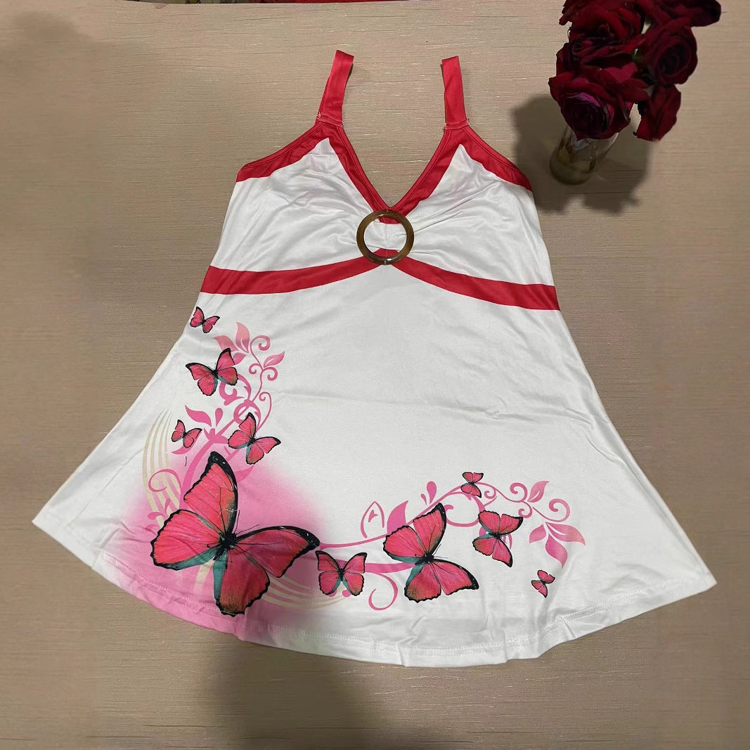 Women's Summer Fashion Butterfly Print Sexy Sleeveless Small Vest/suspenders/tube Top