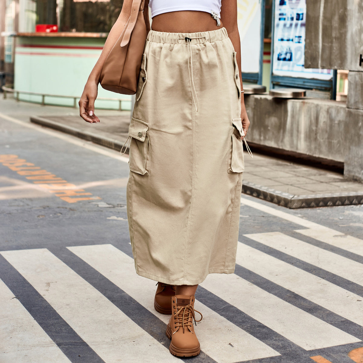 Graceful Versatile New Women's Drawstring Denim Skirt