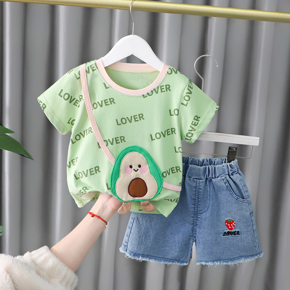 Summer Clothing Clothes 2 Infant Fashionable Cartoon Short Sleeve Two-piece Children's Suit