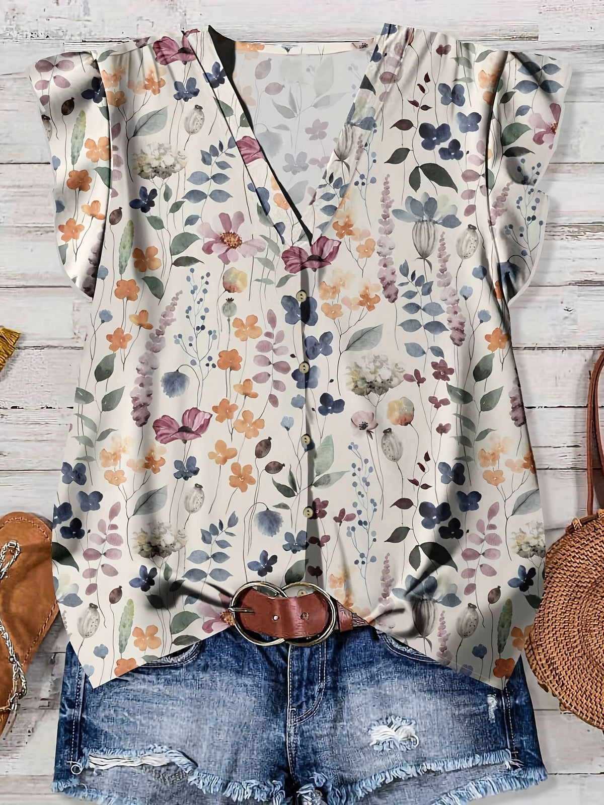 Women's Casual Elegant Cap Sleeve Loose Shirt Source Blouse