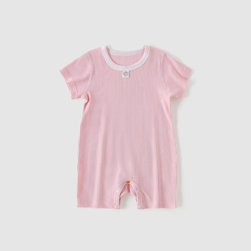 Summer Infant Ice Cream Short Sleeve Closed Crotch Rompers Modal Jumpsuit, Climbing Suit