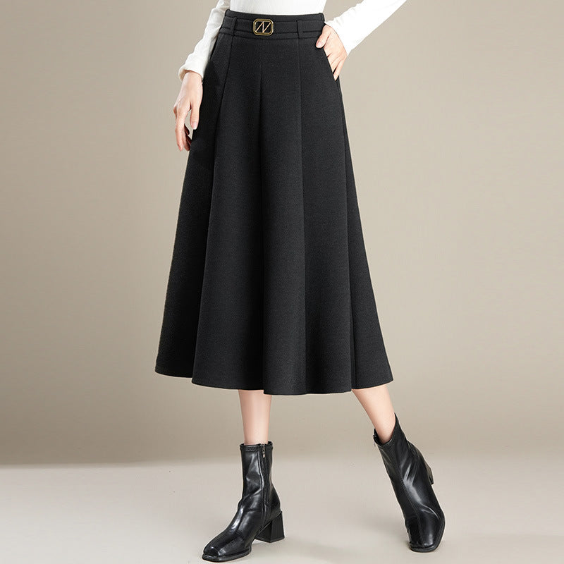 A- Line Mid-length High Waist Slimming Skirt