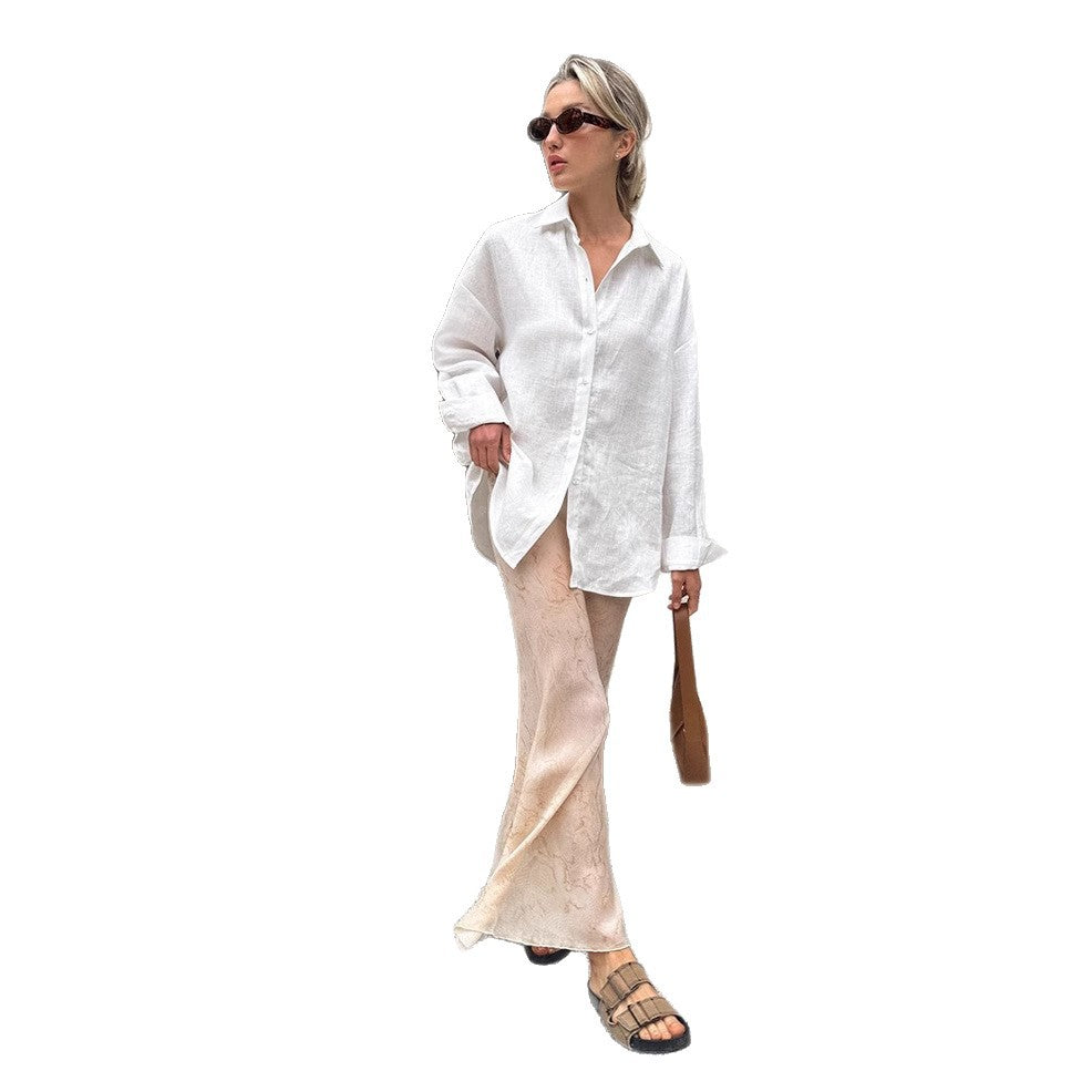 Women's Solid Color Casual Long Sleeves Shirt Blouse