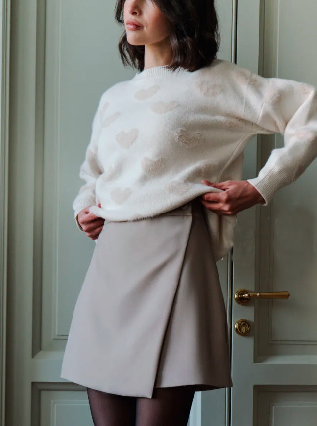 Versatile Slimming High Waist A- Line Slit Skirt