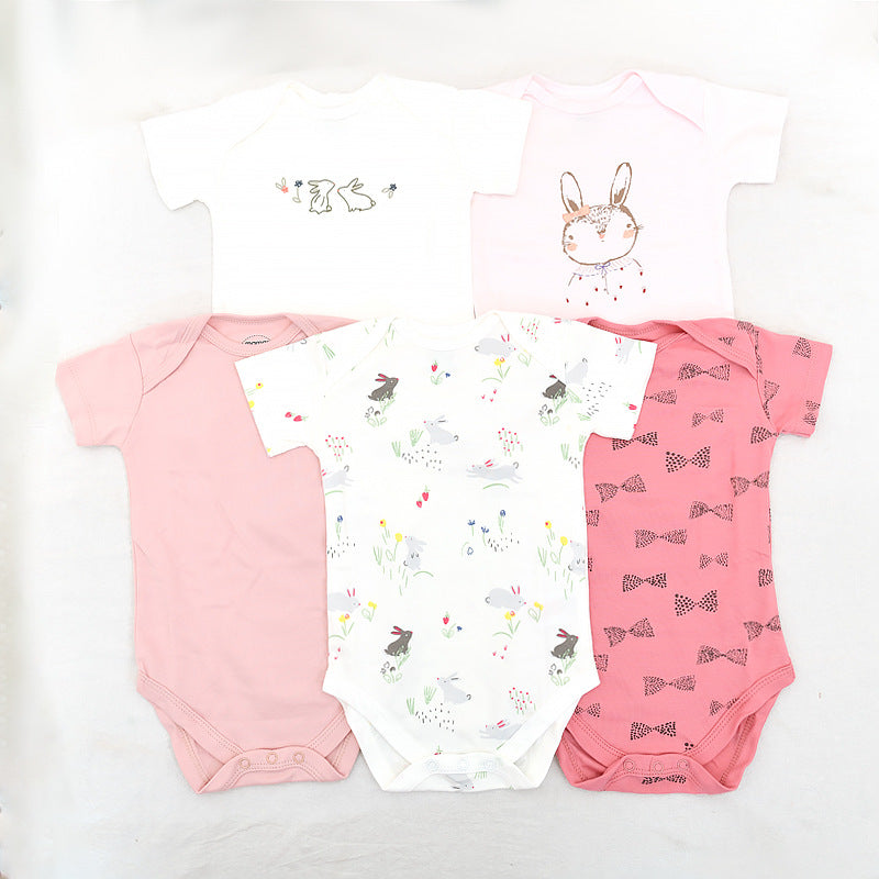 Class Jumpsuit Pure Cotton Summer Short-sleeved Clothes Born Thin Jumpsuit, Climbing Suit