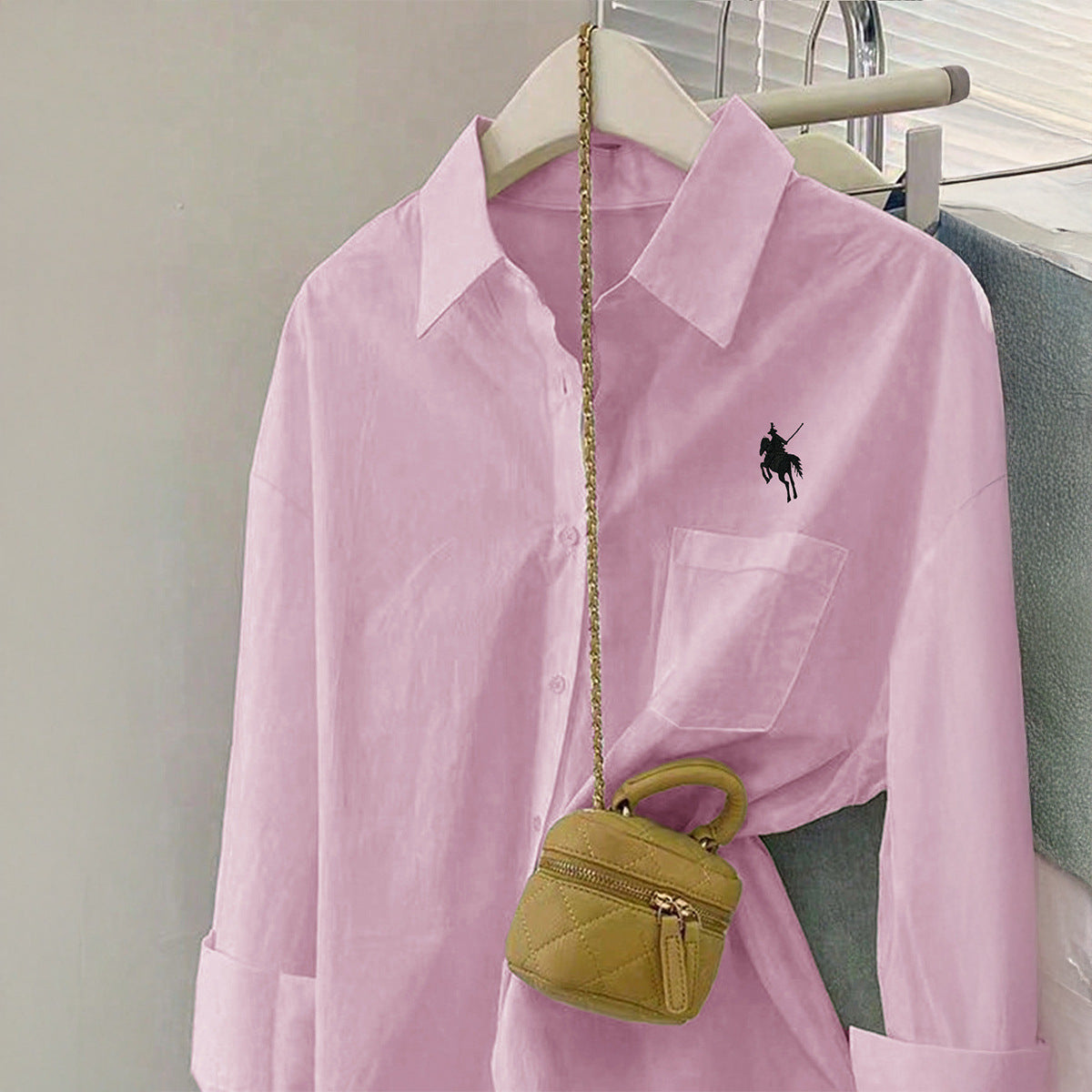 Women's Casual Minimalist Long Sleeve Button Solid Color Blouse