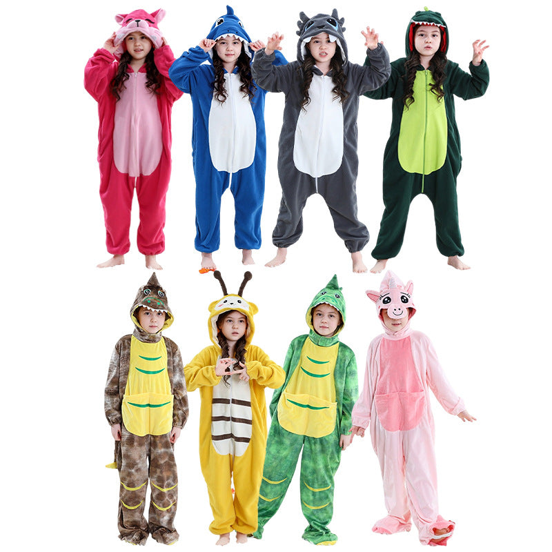 Cartoon Animal Shape Jumpsuit Polar Fleece Hooded Jumpsuit, Climbing Suit