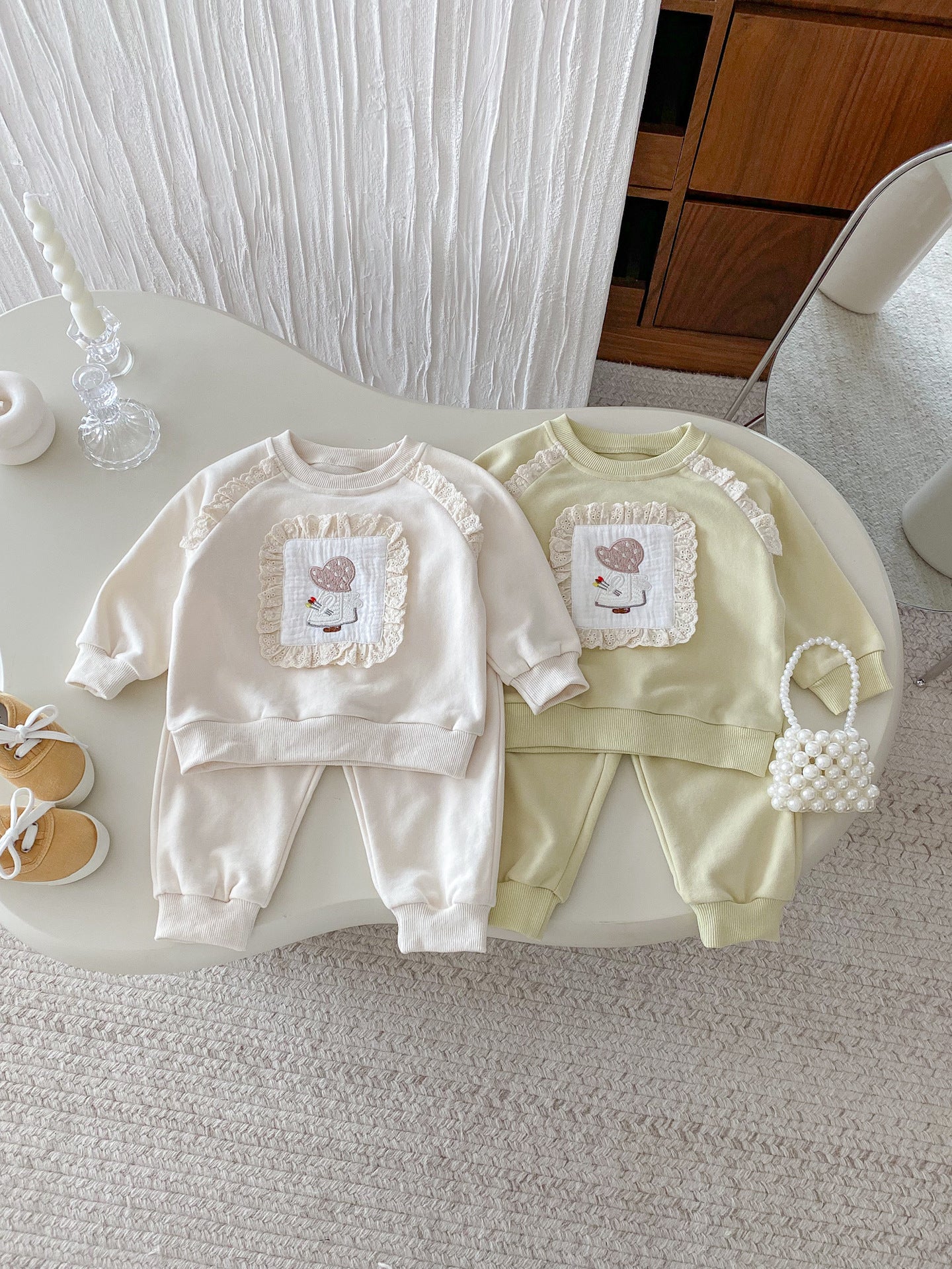 Children's Autumn Clothes Fashion Sweater Pants Lace Children's Suit