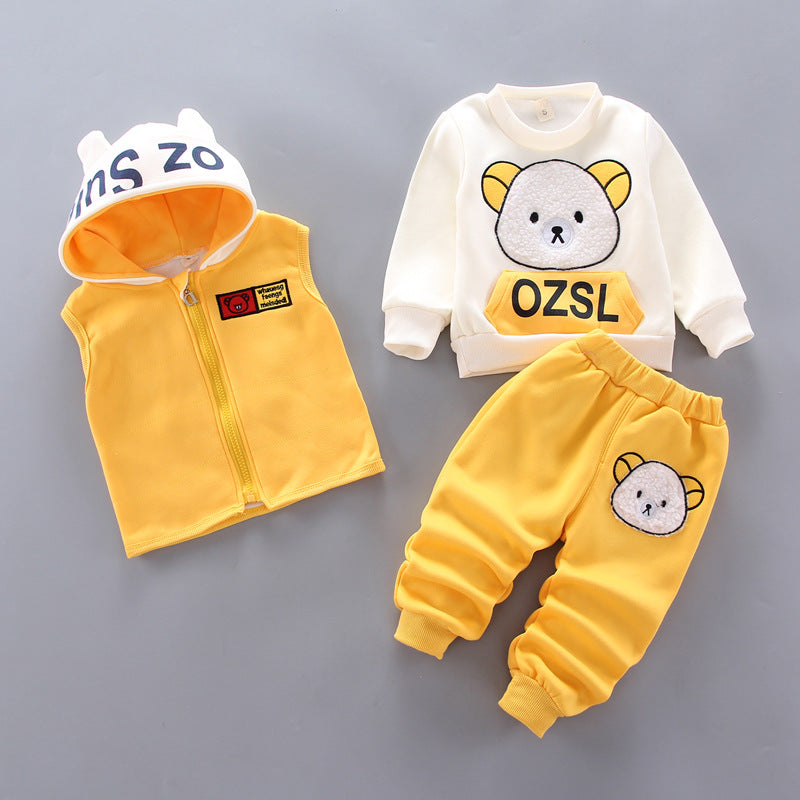 Children's Fleece-lined Clothing Three-piece Winter Clothes Children's Suit