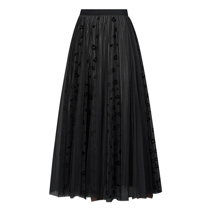 High Waist Slimming Mid-length Drape A- Line Big Hem Skirt