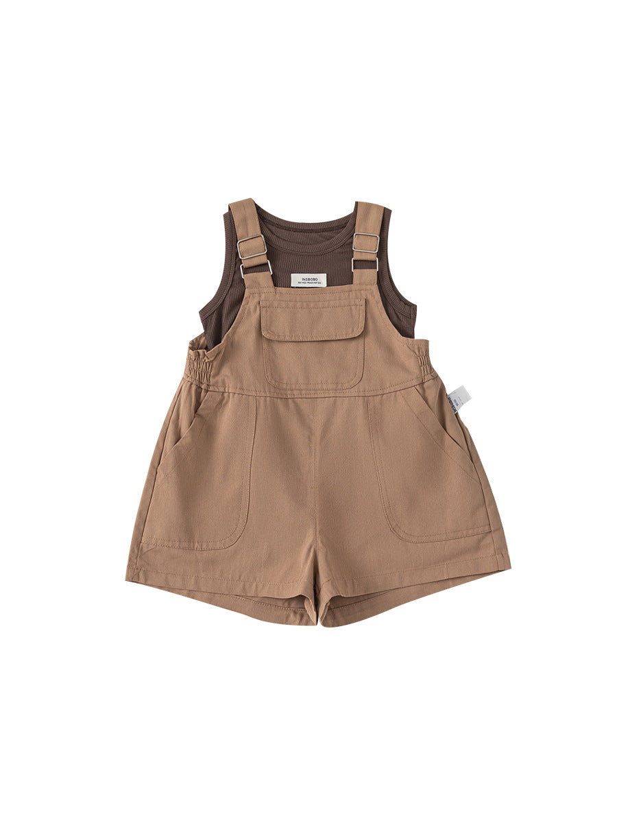 Children's Clothing Sleeveless Top Suspender Pants Summer Clothes Vest Leisure Children's Suit