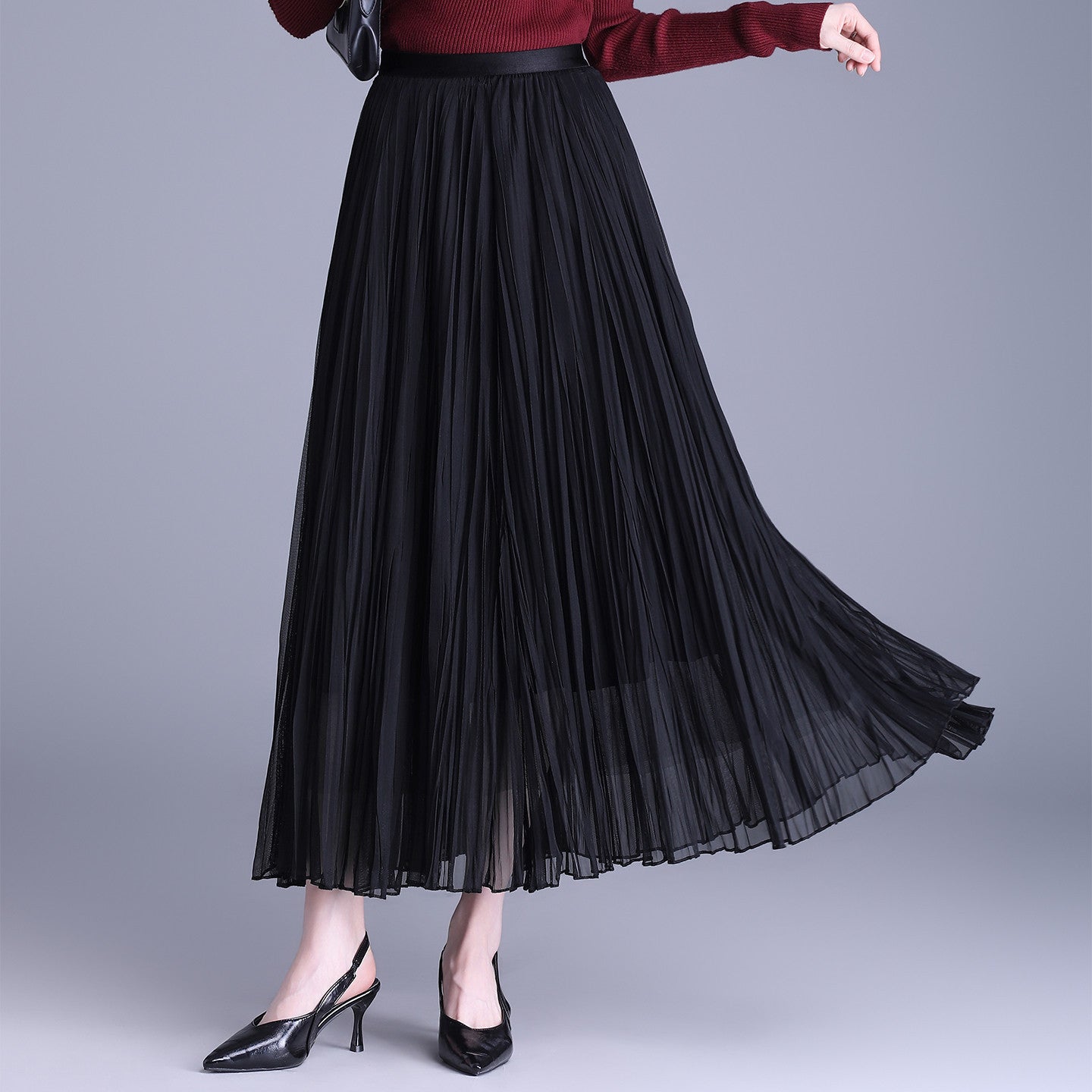Draping Slim Fit A- Line Dress Long Skirts