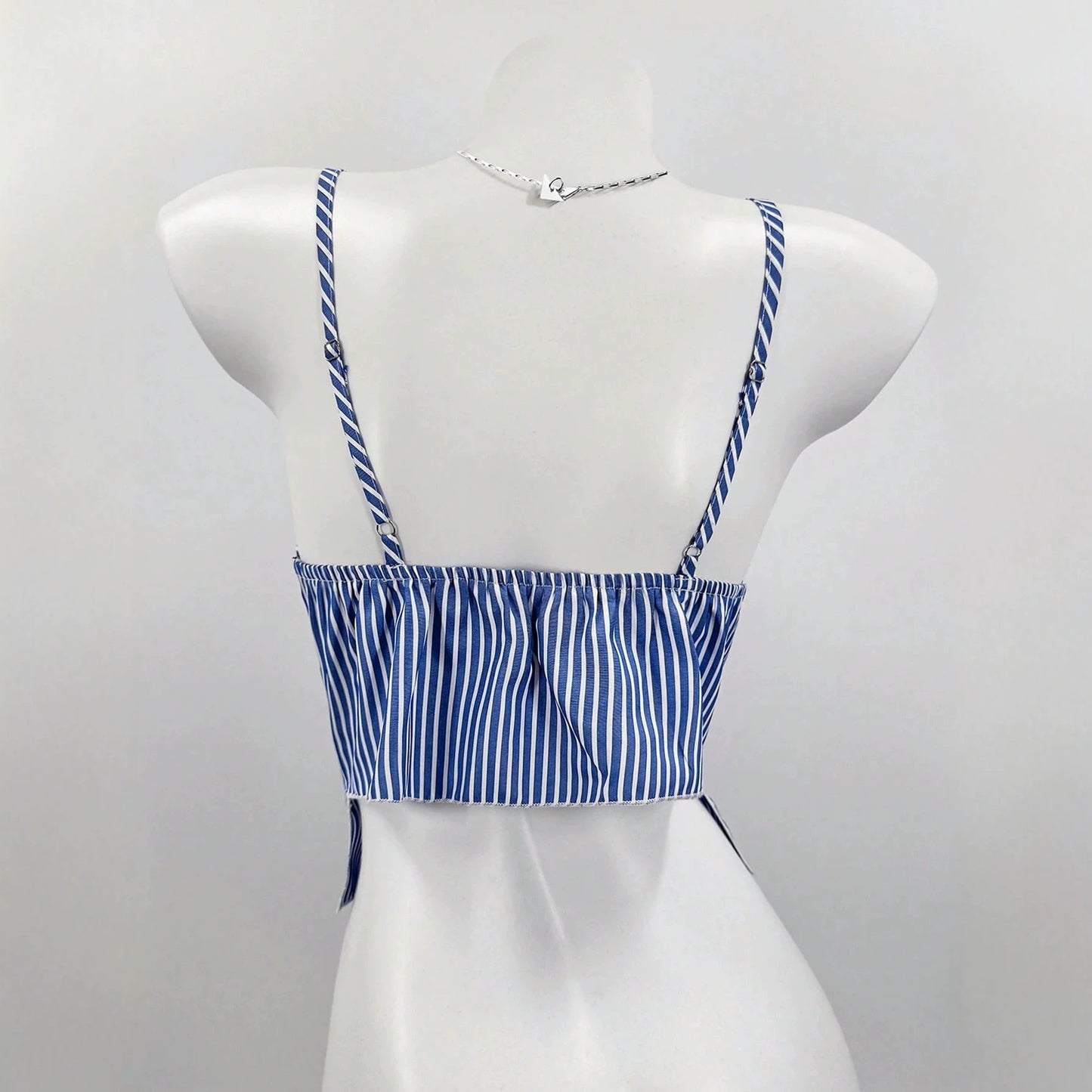 Fashion Sexy Hot Lace Up Sling Irregular Hem Backless Striped Tops