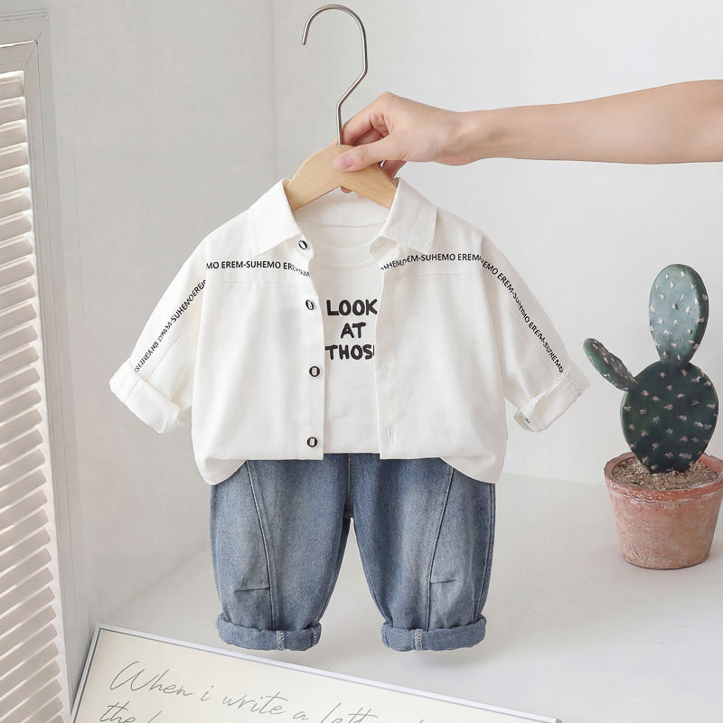 Children's Boys Spring Tie Shirt Long Sleeve Children's Suit