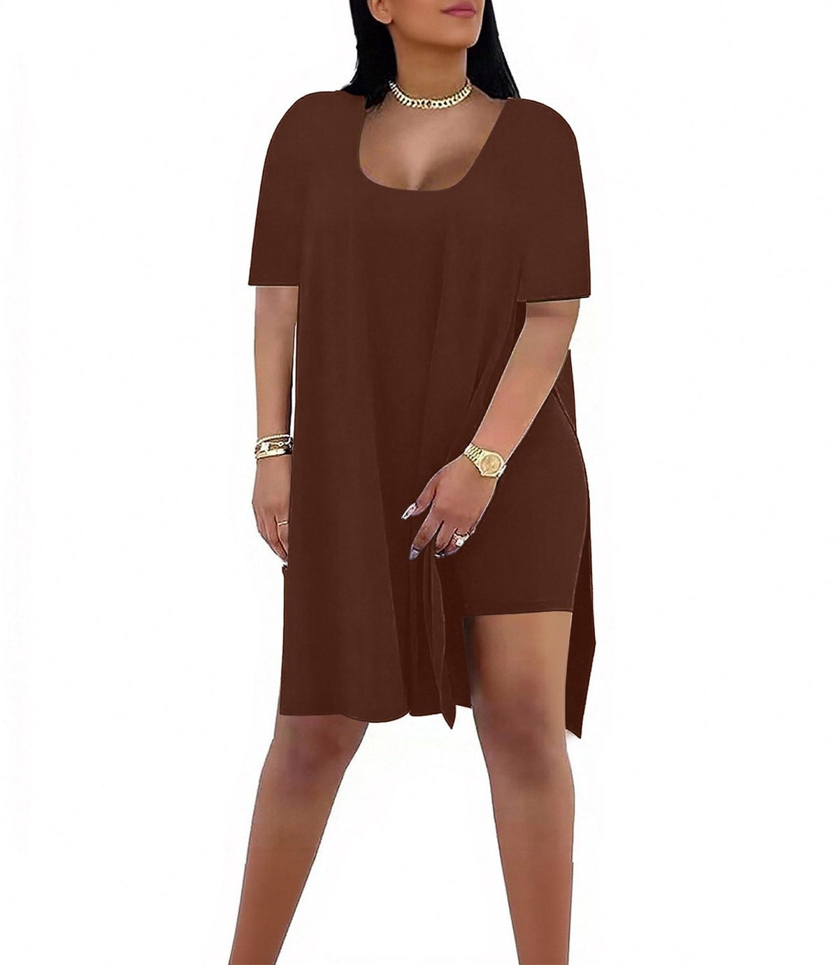 Women's Solid Color Square Collar Sleeve Two-piece Fashion Casual Suit