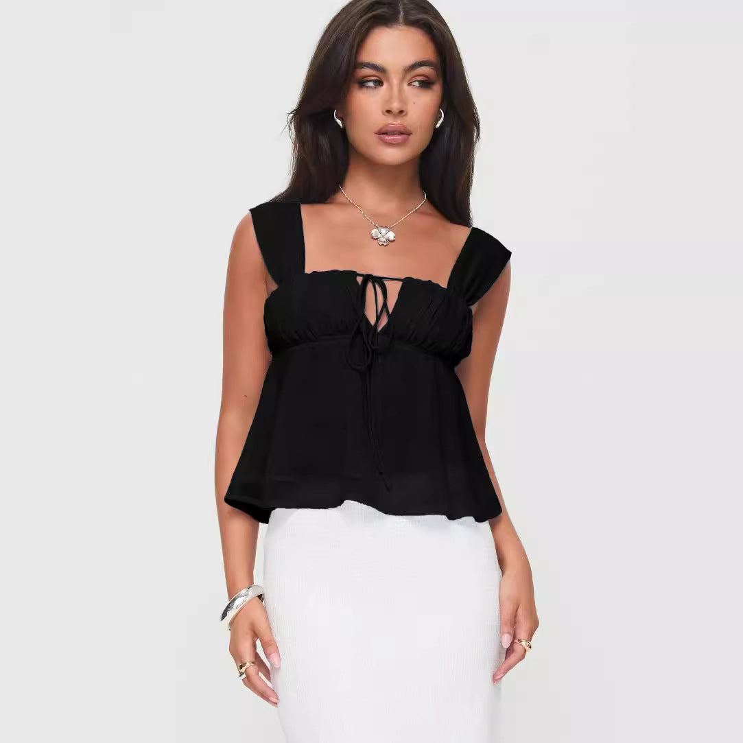 Temperament Square Collar Sling Solid Color Small Vest/suspenders/tube Top
