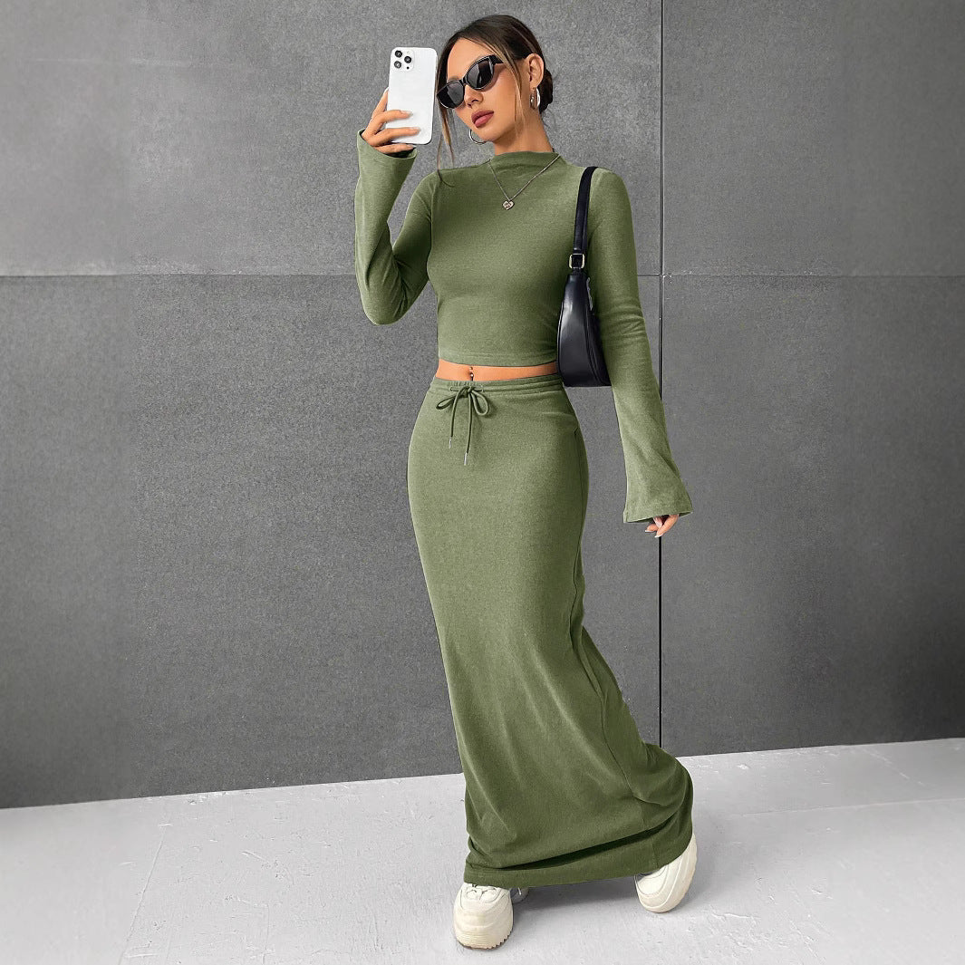 Women's Solid Color Long Sleeve Slim Base Suits