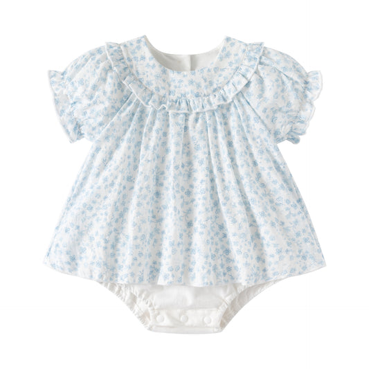 Children's Short Sleeved Gauzy Clothing Full Moon Born Clothes Simple Children's Dress