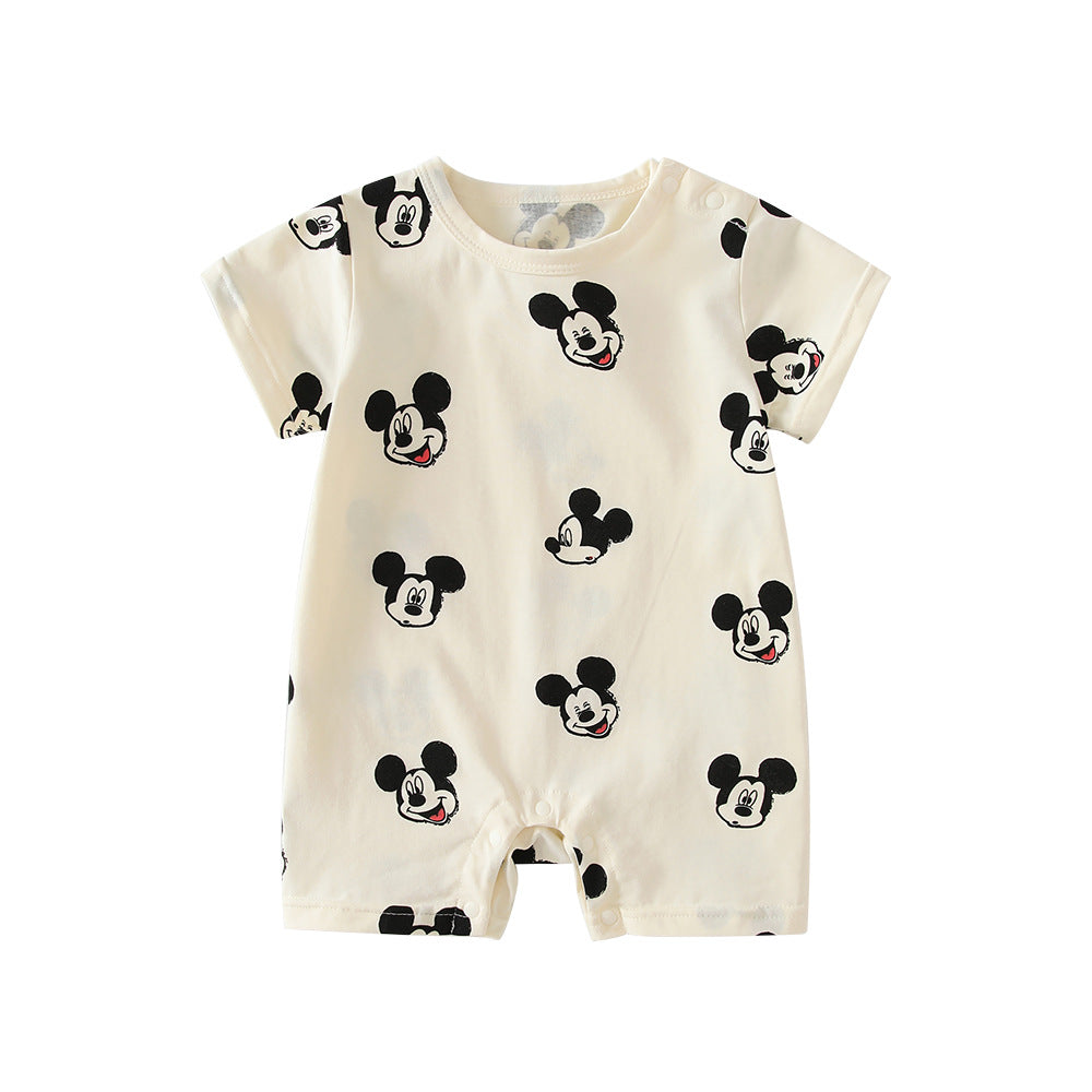 Jumpsuit Summer Boy Short Sleeve Full Printed Cartoon Pattern Breathable Jumpsuit, Climbing Suit