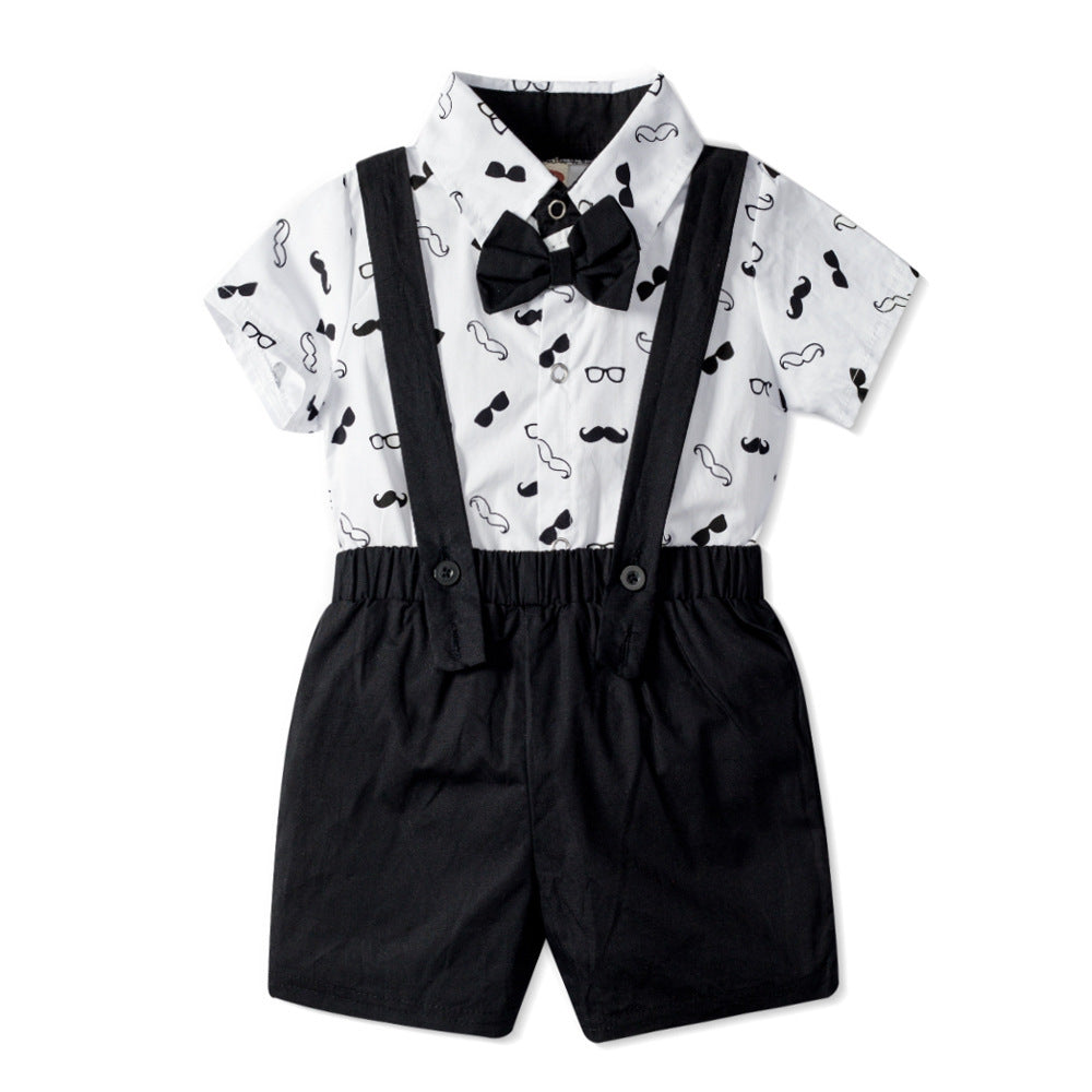 Children's Boy Gentleman Triangle Rompers Summer Boy's Children's Suit