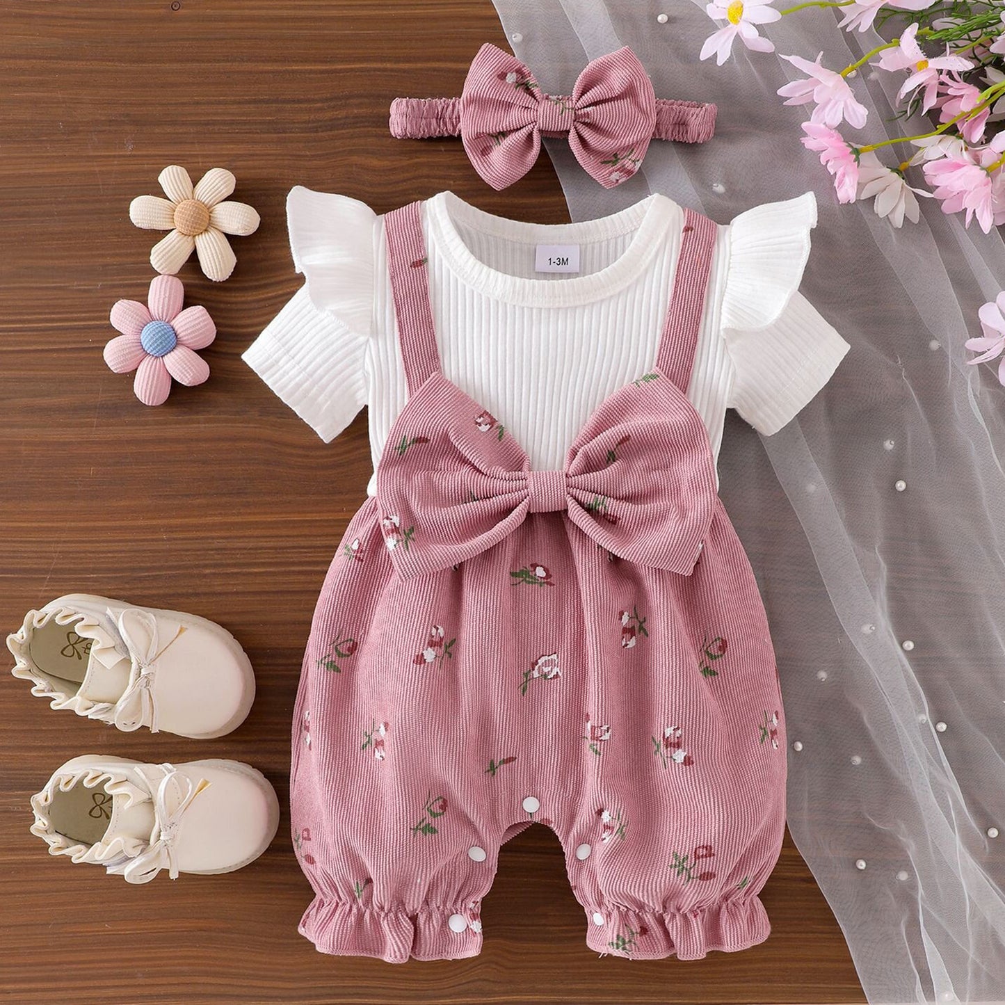 Children's Summer Bowknot Fake Two-piece Suspender Jumpsuit Jumpsuit, Climbing Suit