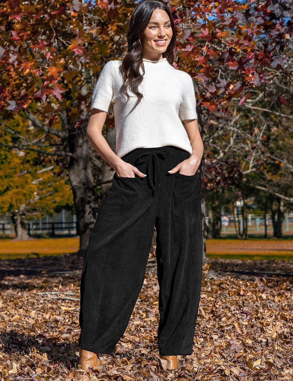 Women's Corduroy Slimming Harem Wide Leg Casual Pants