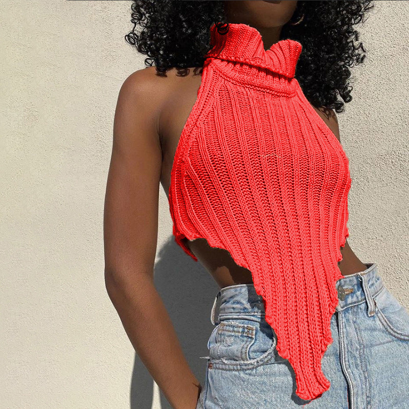 Women's Irregular Backless Woolen Can Wear Outside Small Vest/suspenders/tube Top