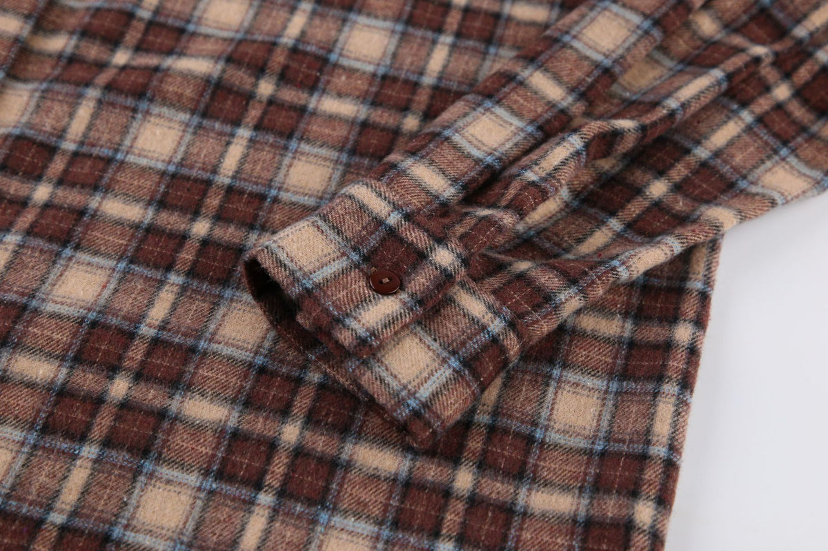 Women's Retro Plaid Shirt Long Design Base Blouse